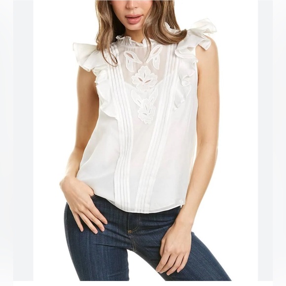 Rebecca Taylor Hana Applique Embroidered Top size 14 L - XL - Picture 11 of 11